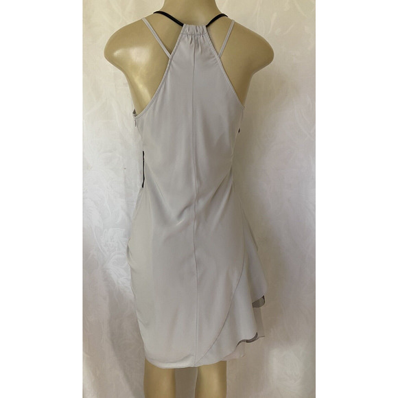 Cut25 Yigal Azrouël Dress Spaghetti Strap Draped Gray Black Leather V Ne… - Picture 6 of 8